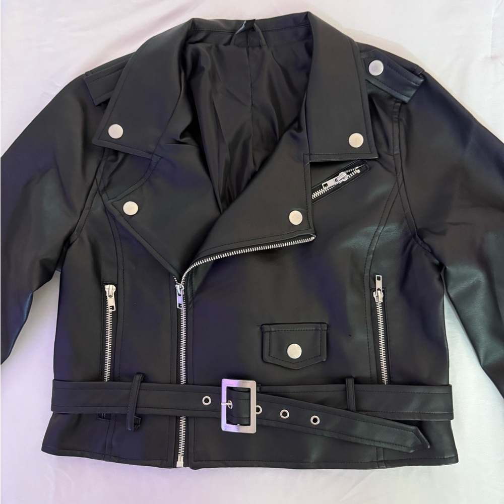 Black Faux Leather Biker Jacket